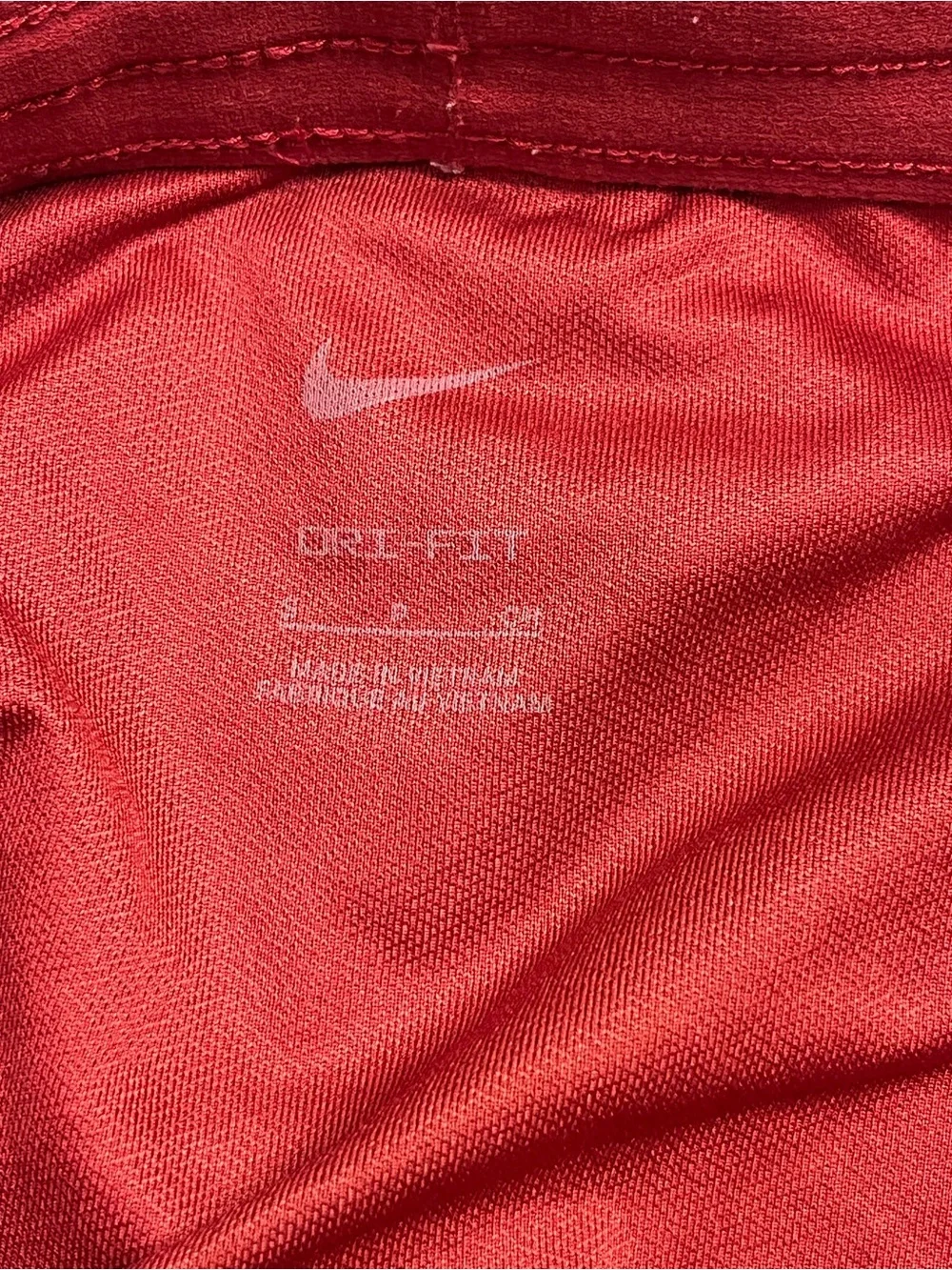 Nike Women's Red Athletic Shorts with White Script A